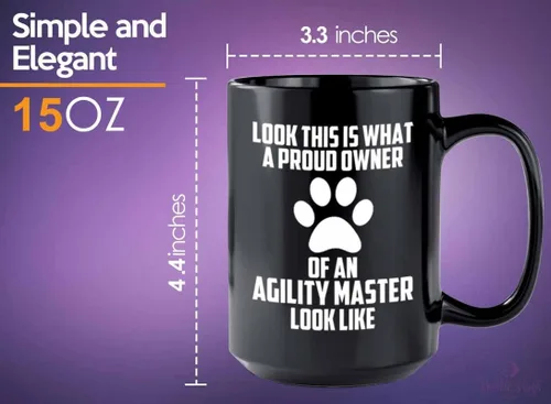 Vista 5 de Taza de café de entrenamiento para perros, 15 onzas, color negro, agility m*ster looks - Entrenador de perros, dueño de mascotas, caminante