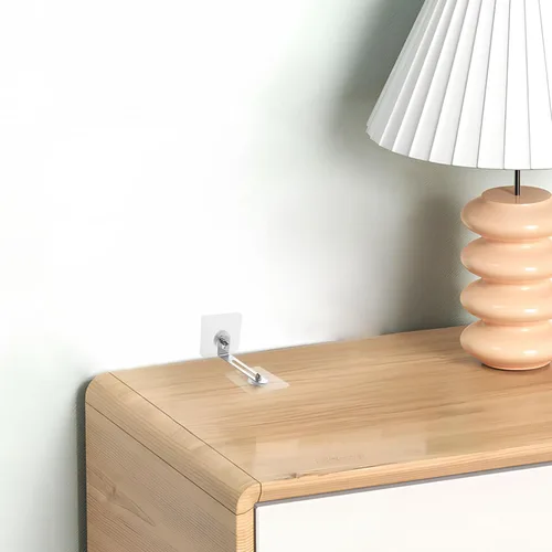 Vista 7 de VOSAREA Anclajes adhesivos para muebles, sin perforación, anclajes de pared para muebles, ganchos adhesivos para prevención de caídas, anti punta