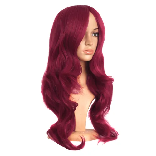 Vista 2 de MapofBeauty Peluca de 24 Pulgadas60 cm Encantadora de Fibra Sintética Ondulada de Flecos Laterales Para Mujer para Fiesta, Anime, Cosplay