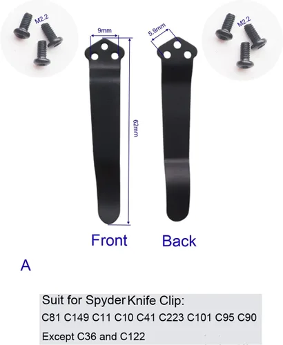 Vista 3 de 2 clips de bolsillo profundos de repuesto para cuchillos de bolsillo (A) Clips de cintura Kydex, clips plegables de reparación para cuchillo