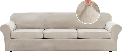 Vista 29 de H.VERSAILTEX - Funda elástica para sofá de 2 piezas, funda protectora de terciopelo, suave, con parte inferior elástica, con un ancho de hasta 49