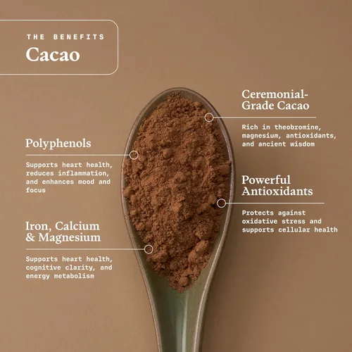 Vista 3 de Ultra Life Sport - Polvo de Cacao Ceremonial - 100% Polvo de Cacao Orgánico Crudo Certificado por USDA - Superalimento que Contiene Teobroma