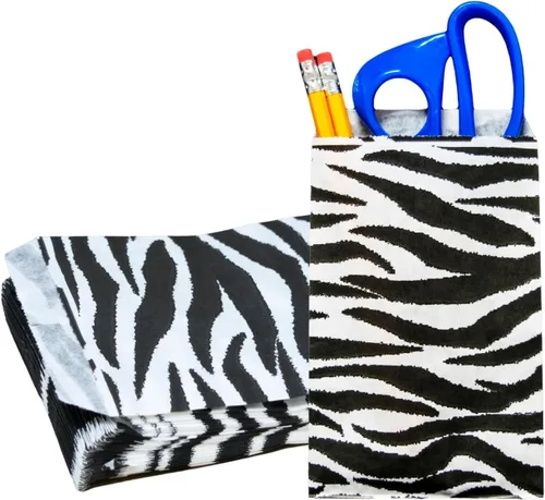Vista 20 de Novel Box - Paquete de 100 bolsas planas de mercancía con estampado de cheurón azul de 4 x 6 pulgadas, elegante bolsa para regalos de cumpleaños