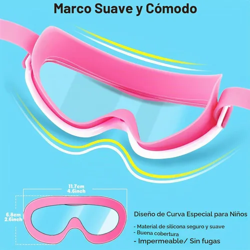 Vista 5 de COOLOO Kids Swim Goggles for Age 3-15, 2 Pack Kids Goggles for Swimming