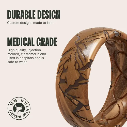 Vista 2 de Groove Life 3D Etched Silicone Ring Breathable Rubber Wedding Rings for Men, Lifetime Coverage, Unique Design, Comfort Fit Ring