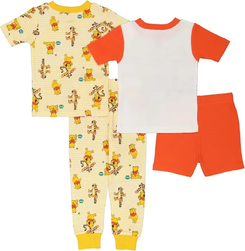 Vista 2 de Disney Boys' 4-Piece Snug-fit Cotton Pajamas Set