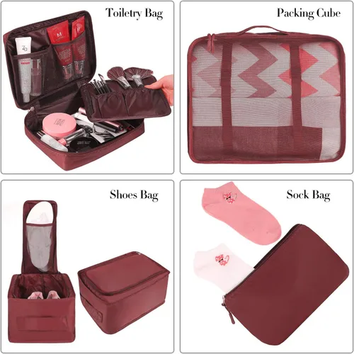 Vista 3 de BAGAIL - Conjunto de 7 u 8 bolsas y maletines organizadores de equipaje, ideales como accesorios de viaje