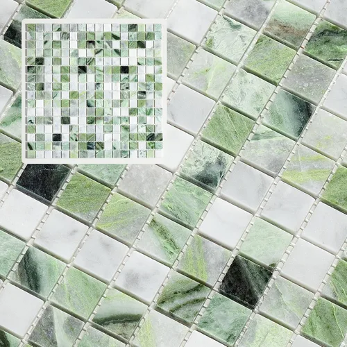Vista 8 de Midcard 4 Láminas de Azulejo de Mosaico en Espiga Azul para Salpicadero, Azulejo Pulido para Suelo de Ducha y Pared