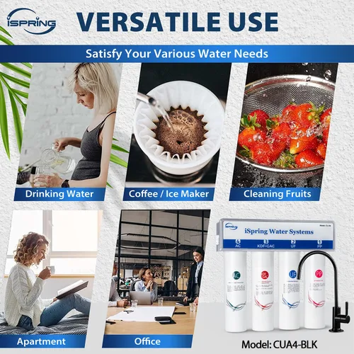 Vista 5 de iSpring CUA4-BLK - Sistema de filtro de agua para debajo del fregadero, filtro de agua de ultrafiltración de 4 etapas sin tanque de alta capacidad