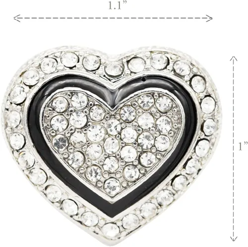 Vista 3 de Lavencious Anillos elásticos de diamantes de imitación en forma de corazón para mujer, talla 7-9