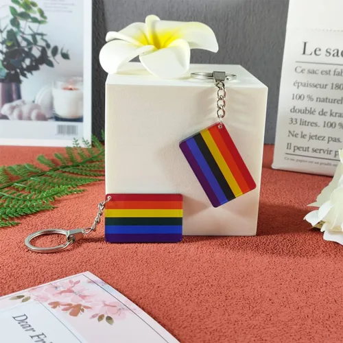 Vista 5 de QQSD Llavero LGBT con bandera del orgullo gay arcoíris, paquete de 2, Arco iris