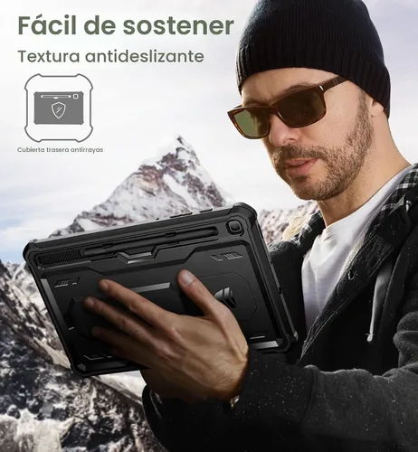 Vista 6 de Dexnor Funda para Samsung Galaxy Tab S6 Lite de 10.4 pulgadas 2024/2022/2020, [Protector de pantalla integrado y soporte] con portabolígrafos