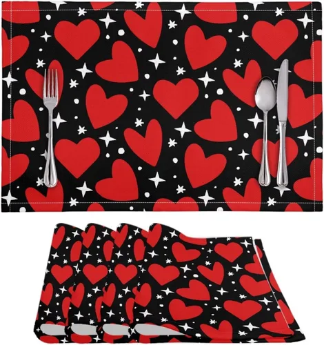 Vista 41 de BIGCARJOB Mantel individual de diseño personalizado, 4 piezas, tapete de mesa resistente al corazón, 12 x 18 pulgadas 1-diseño personalizado