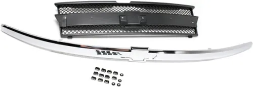 Vista 8 de Para Chevy Trailblazer/Trailblazer EXT Grille Assembly 2002 03 04 2005 Carcasa e inserto negro pintado con barra central cromada Plástico