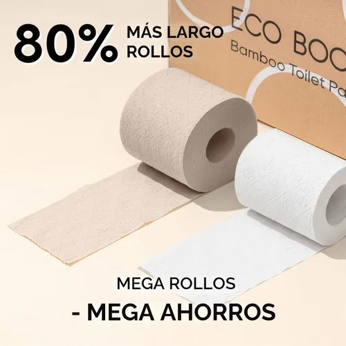 Vista 3 de ECO BOOM Papel higiénico de bambú sin blanquear, 100% libre de deforestación y sin plástico, 3 capas resistentes, certificado FSC, sin fragancia, 9