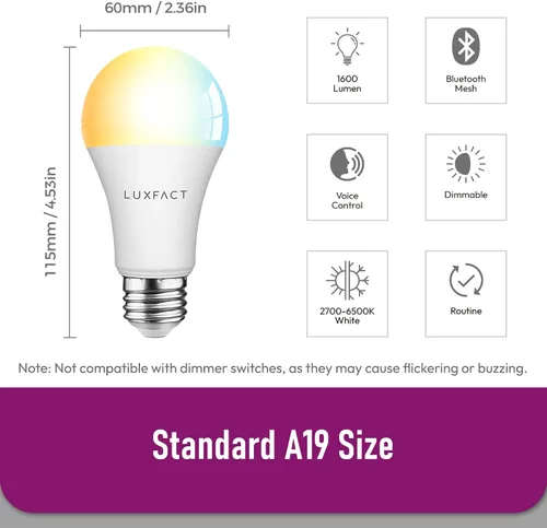 Vista 2 de Bombillas Alexa equivalentes a 150 W, bombillas inteligentes directamente compatibles con Alexa, sintonizables de blanco cálido a frío, bombilla