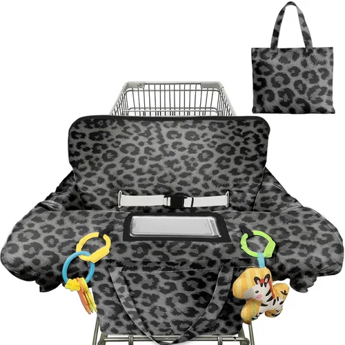 Vista 14 de Funda negra para carrito de compras para bebé, funda para silla alta 2 en 1, con arnés de seguridad, multifuncional, patrón de perro, fundas