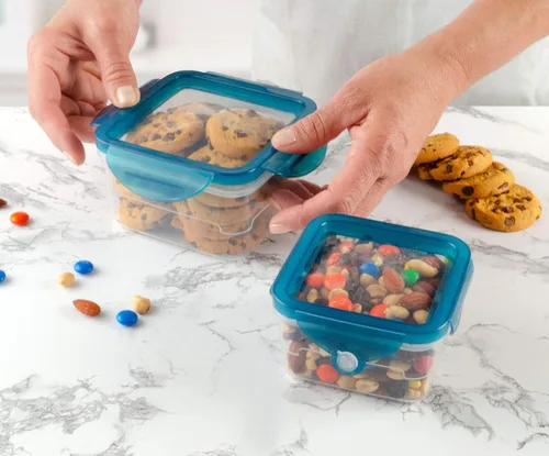 Vista 5 de Handy Gourmet Flexi-Top - Recipientes reutilizables, sin BPA, cuadrados, juego de 2