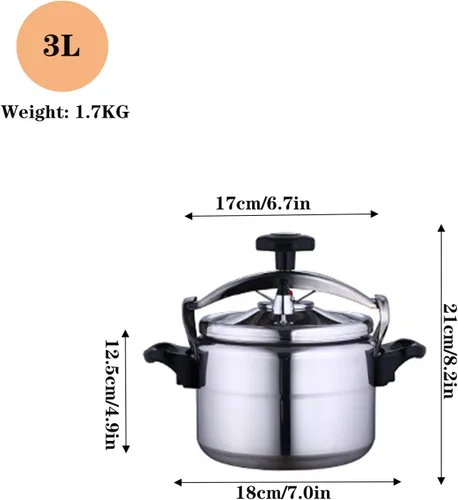 Vista 6 de Olla a presión pequeña a prueba de explosiones de seguridad 3L, mini olla de presión casera de aleación de aluminio, cocina de hotel con cerradura