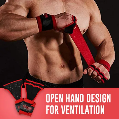 Vista 7 de Guantes de muñeca resistentes para hombre, ideales para entrenamientos, gimnasio, peso muerto y crossfit con protección para la palma de la muñeca