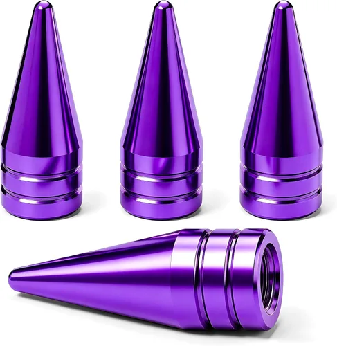 Vista 23 de 4 piezas de tapas de válvula de rueda con forma de punta, válvula de rueda de aleación de aluminio con punta, cubiertas universales de válvula
