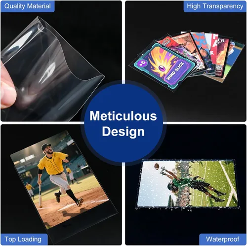 Vista 6 de 100 piezas de fundas blandas para tarjetas de intercambio, fundas de carga superior para tarjetas estándar de 2.5" X 3.5", protector de tarjeta