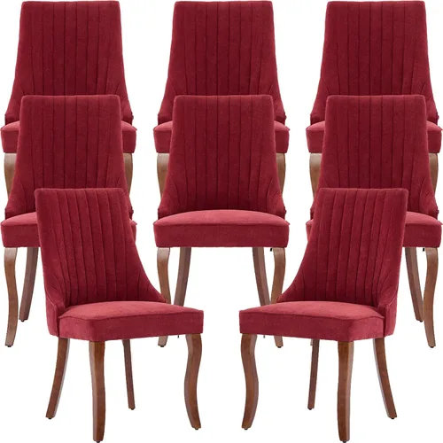 Vista 34 de Juego de 2 sillas de comedor modernas de mediados de siglo, tapizadas de tela beige, sillas de cocina y comedor, sillas de cocina con patas