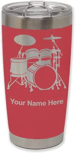 Vista 21 de LaserGram Vaso aislado al vacío de 20 onzas, juego de batería, grabado personalizado incluido (negro)