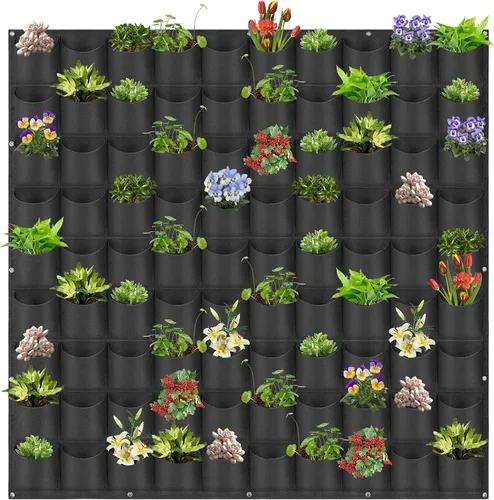Vista 25 de Bolsas de cultivo colgantes para plantar, 9 bolsillos para colgar en la pared, bolsa de cultivo vertical para jardín interior y exterior, contenedor