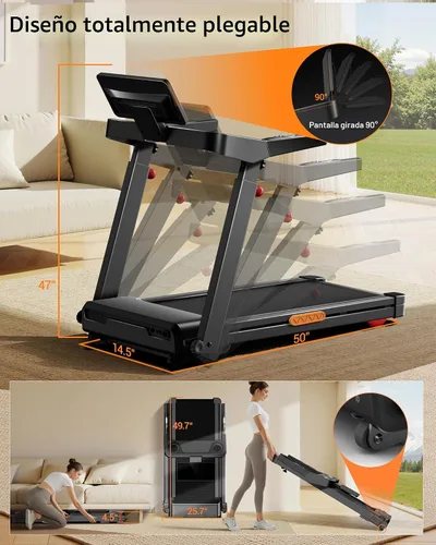 Vista 4 de UMAY Fitness 20% Treadmill with Auto Incline, Running Foldable Treadmills