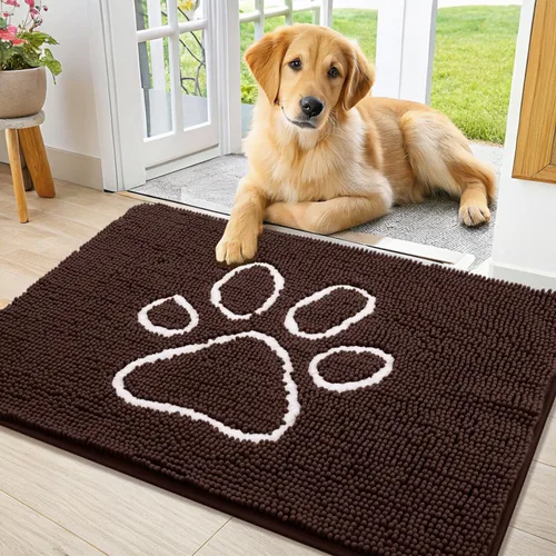 Vista 58 de Smiry Tapete para puerta de perro para patas fangosas, absorbente y Gris y negro