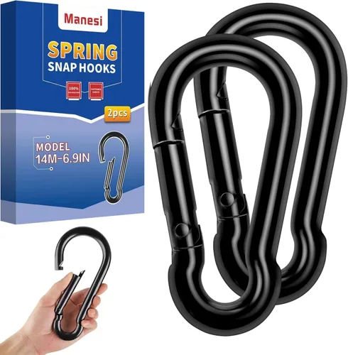 Vista 9 de Mosquetones de resorte con mosquetón, conector de cuerda resistente, clips de mosquetón pequeños de enlace rápido para interiores y exteriores