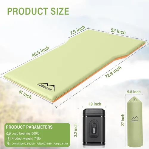 Vista 5 de Colchoneta de aire para SUV, cama de coche para acampar, colchón de camping inflable con bomba de aire, colchón de camping de espuma viscoelástica