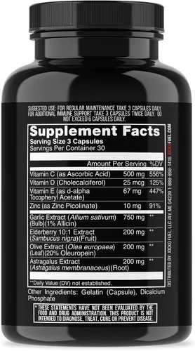Vista 2 de Jocko Fuel Suplemento de apoyo inmunológico – Baya de saúco con zinc y vitamina C para adultos – Defensa inmunológica con vitamina C, D3