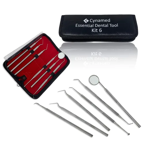 Vista 9 de CynaMed Kit de cuidado bucal de herramientas dentales (paquete de 3) – Púa dental de acero inoxidable, raspador de sarro, raspador, pinzas y espejo
