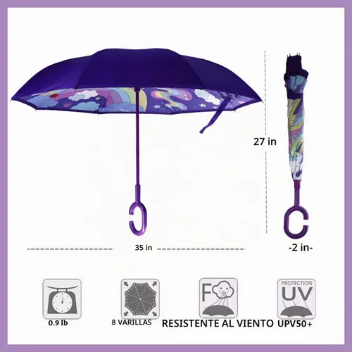 Vista 3 de MRTLLOA - Paraguas invertido resistente al viento de 40/49/56 pulgadas, paraguas de golf, de doble capa, con mango en forma de C para hombres