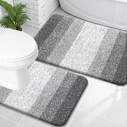 Vista 71 de OLANLY - Juego de tapetes para baño de 2 piezas, de microfibra, suaves y absorbentes, antideslizantes, lavables a máquina y para secadora, felpudos