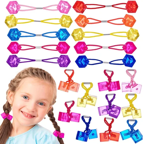 Vista 23 de Colección de 20 piezas de coleteros, bolas de cola de caballo, gomas elásticas, cuentas de pelo de 18 mm redondas, opacas, multicolores, dobles 59.1