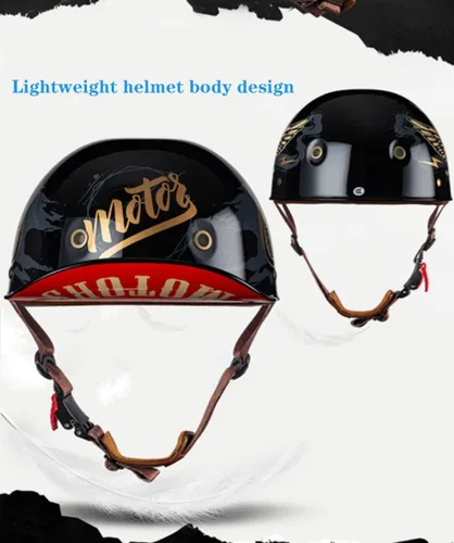 Vista 2 de Casco de motocicleta de estilo alemán abierto para hombres y mujeres, casco retro de béisbol, certificado por DOT, con protección solar, casco