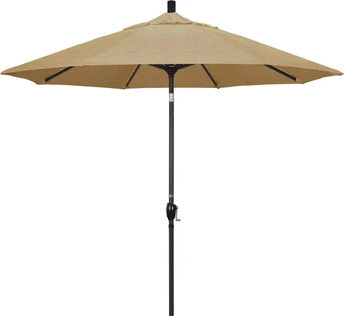 Vista 18 de California Umbrella Paraguas redondo de aluminio del mercado de 9', elevación de manivela, inclinación del botón, poste de bronce Azul (Air Blue)