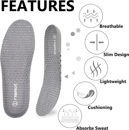 Vista 4 de Riemot - Plantillas de zapatos para mujer con estructura de panal transpirable, plantillas deportivas con amortiguación, plantillas de repuesto