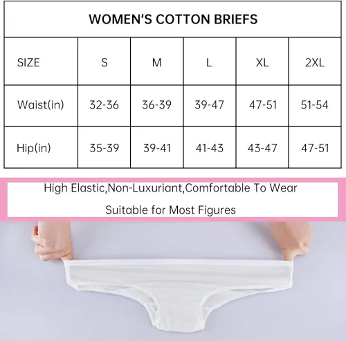 Vista 5 de 20105 Pack Women's Disposable 100% Cotton Underwear Ladies Briefs Panties for Travel Hotel Spa Hospital Stays Emergencies