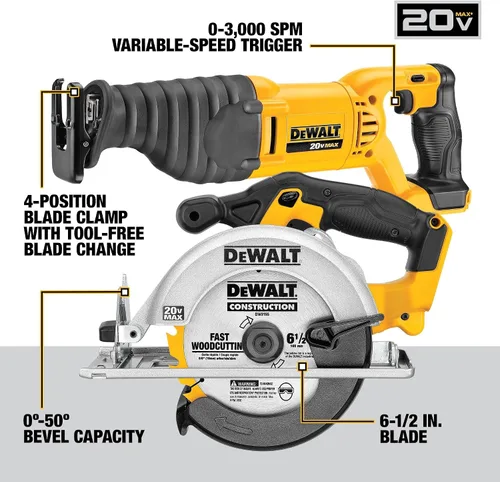 Vista 3 de DEWALT - Kit combinado de herramientas eléctricas de 20 V MAX, 10 herramientas inalámbricas, juego de herramientas eléctricas, 2 baterías, cargador