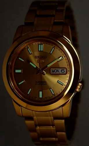 Vista 3 de Reloj Seiko 5 Clásico Automático Tono Oro SNKK20K1