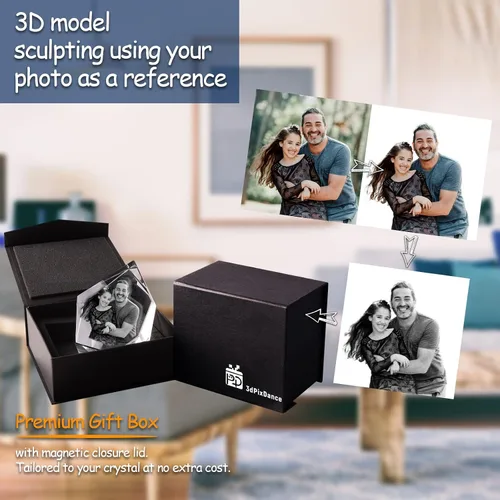 Vista 6 de Foto de cristal 3D, regalo personalizado de Navidad, regalos personalizados para esposa, mujeres, él, ella, papá y mamá. Regalos de imagen