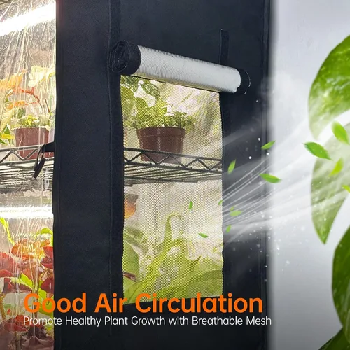 Vista 6 de Bstrip Invernadero interior con luz de cultivo, estante para plantas con tienda de cultivo de tela Oxford, gabinete de invernadero