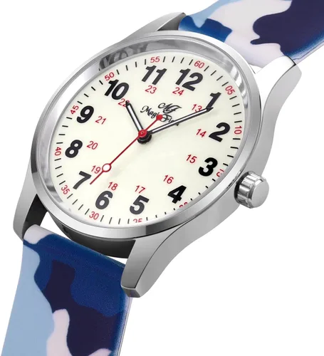 Vista 2 de Reloj de enfermera para mujer, relojes impermeables, camuflaje azul, Camuflaje azul, 3-3. Camuflaje azul