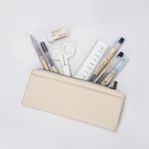 Vista 8 de Estuche de lona Cartuchera Para Ninas Almacenamiento Cosméticos Cremallera (Beige, Lienzo)