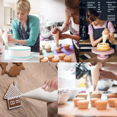 Vista 2 de yueton Paquete de 100 bolsas de pastelería con agarre antideslizante, bolsas de pastelería desechables para decoración de pasteles, suministros