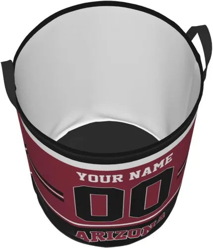 Vista 2 de Cesta de lavandería personalizada de Arizona, cesta de lavandería personalizada con nombre y número, cesta de almacenamiento plegable